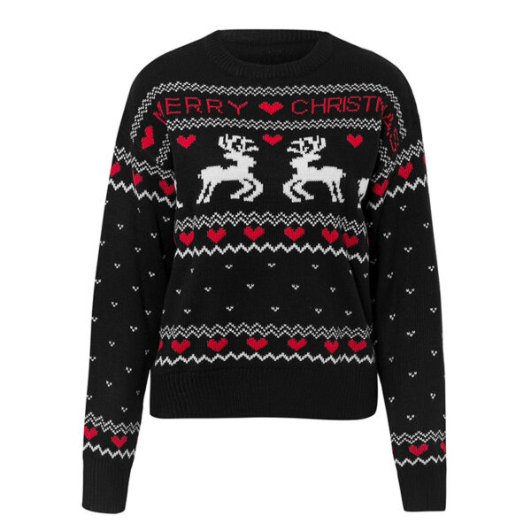 Zomaica Cute Elk Heart Print Sweater Women Fashion Pullover Christmas Knitted Sweater Winter Tops - Image 9