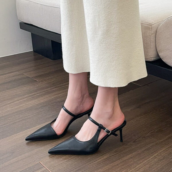Zomaica Pointed High Heel Shoes Closed Toe Half Slippers For Women - Image 9