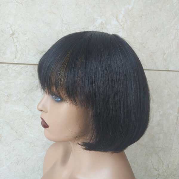 Zomaica Double Drawn Short Bob Wig Brazilian Human Hair Fringe Wig - Image 5