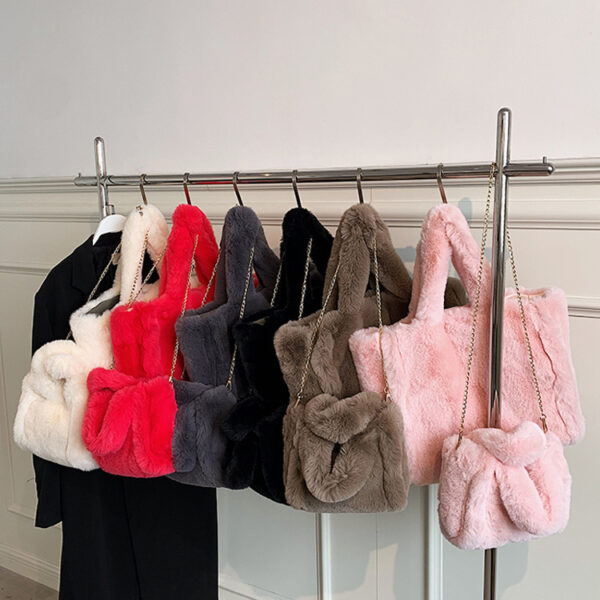 Zomaica Winter Bags Chain Plush Handbag Totes Women Shoulder Bag - Image 10
