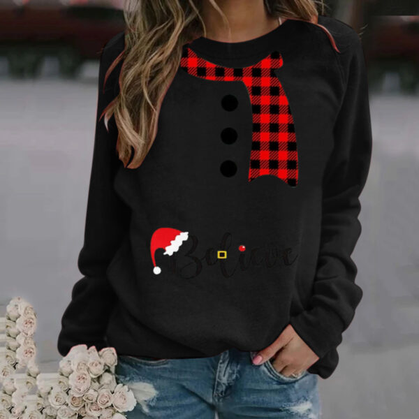 Zomaica Women's Fashion Christmas Pattern Printing Long Sleeve Crew Neck Sweater - Image 5