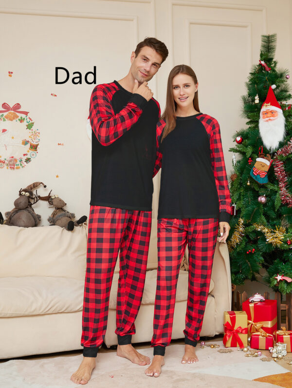 Zomaica Women's Fashion Christmas Solid Color Plaid Printed Pajamas Set - Image 8