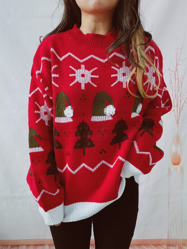 Zomaica Women's Fashion Christmas Round Neck Long Sleeve Sweater - Image 4