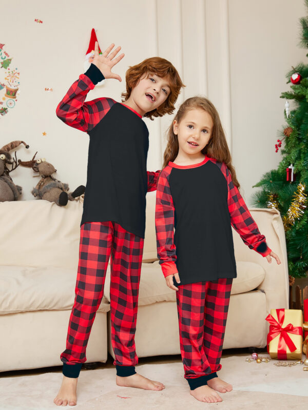 Zomaica Women's Fashion Christmas Solid Color Plaid Printed Pajamas Set - Image 4