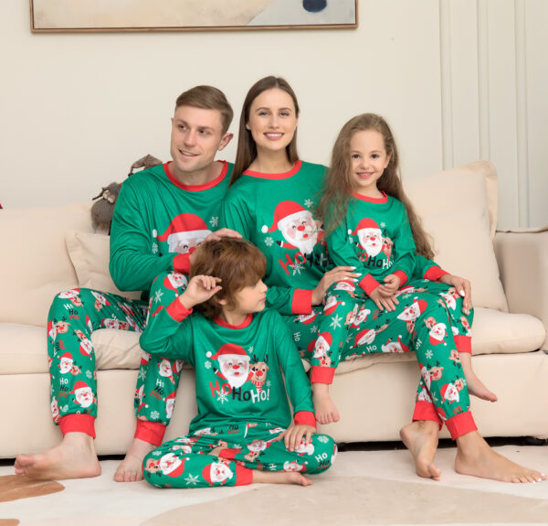 Zomaica Christmas Pajamas For Family Matching Family Christmas PJs Sets Santa Claus Printed Top Sleepwear - Image 2