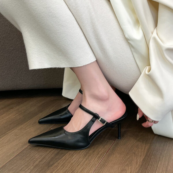 Zomaica Pointed High Heel Shoes Closed Toe Half Slippers For Women - Image 5