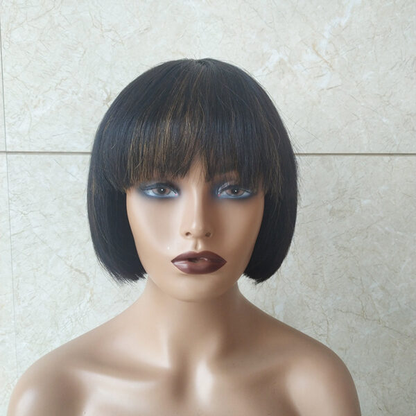 Zomaica Double Drawn Short Bob Wig Brazilian Human Hair Fringe Wig