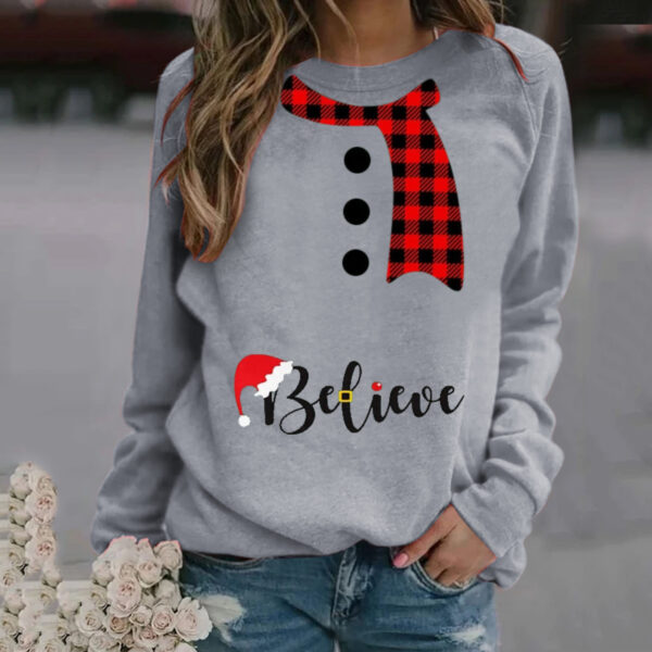 Zomaica Women's Fashion Christmas Pattern Printing Long Sleeve Crew Neck Sweater - Image 4
