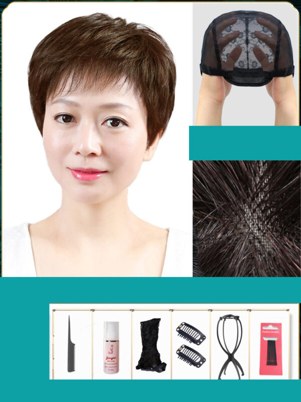 Zomaica Full Head Wig Female Short Real Human Hair - Image 3