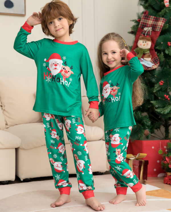 Zomaica Christmas Pajamas For Family Matching Family Christmas PJs Sets Santa Claus Printed Top Sleepwear - Image 3