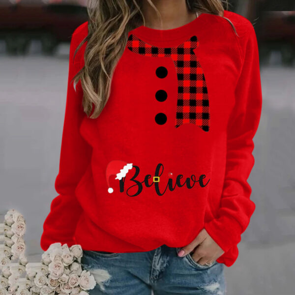 Zomaica Women's Fashion Christmas Pattern Printing Long Sleeve Crew Neck Sweater - Image 3