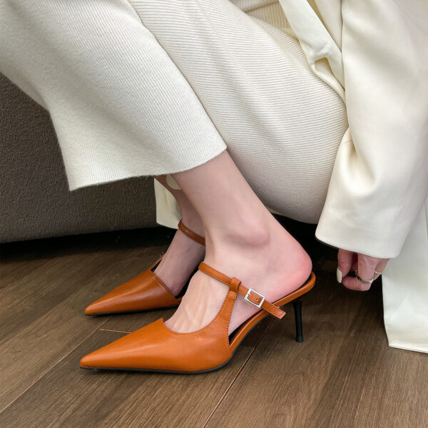 Zomaica Pointed High Heel Shoes Closed Toe Half Slippers For Women - Image 4