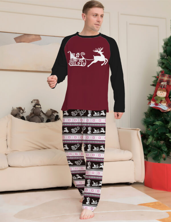 Zomaica Women's Fashion Deer Pattern With Stripes Letter Printing Christmas Parent-child Suit - Image 2