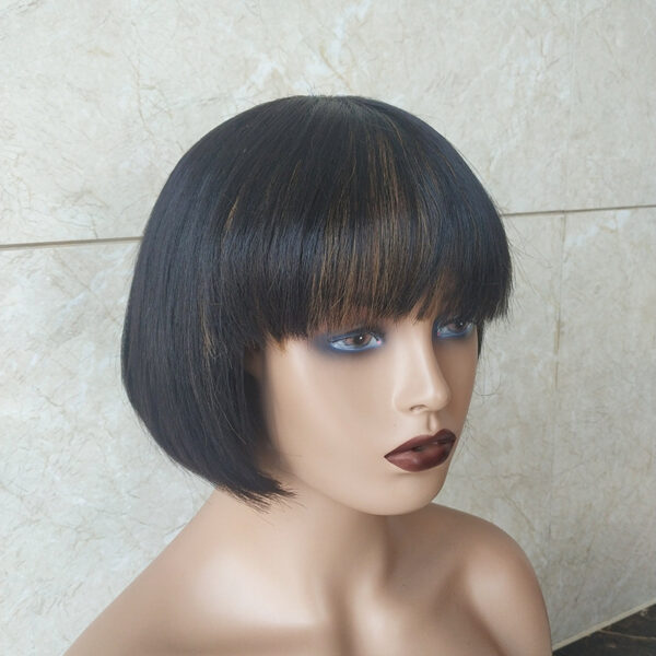 Zomaica Double Drawn Short Bob Wig Brazilian Human Hair Fringe Wig - Image 3