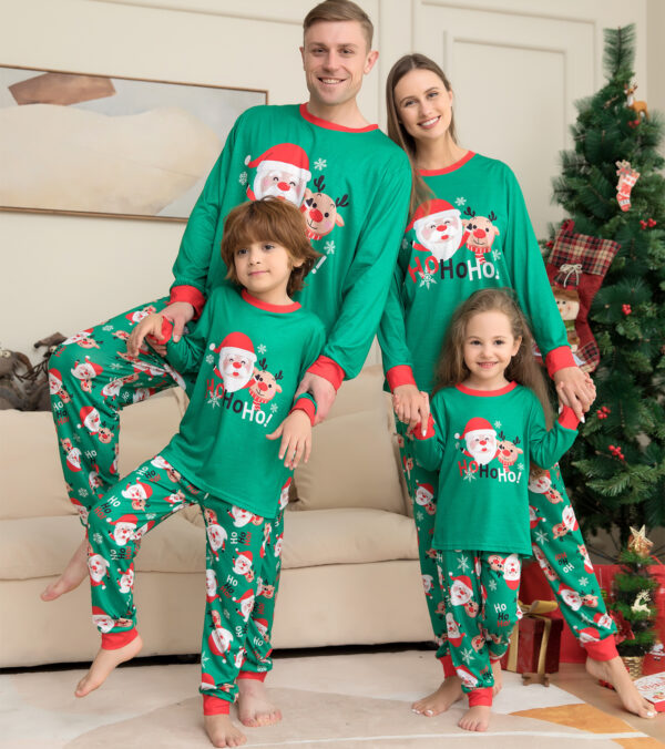 Zomaica Christmas Pajamas For Family Matching Family Christmas PJs Sets Santa Claus Printed Top Sleepwear