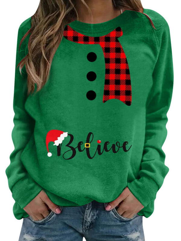 Zomaica Women's Fashion Christmas Pattern Printing Long Sleeve Crew Neck Sweater - Image 6