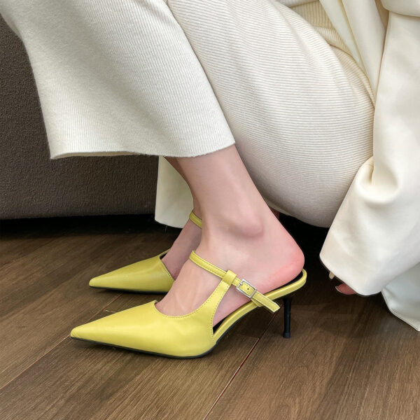 Zomaica Pointed High Heel Shoes Closed Toe Half Slippers For Women - Image 3