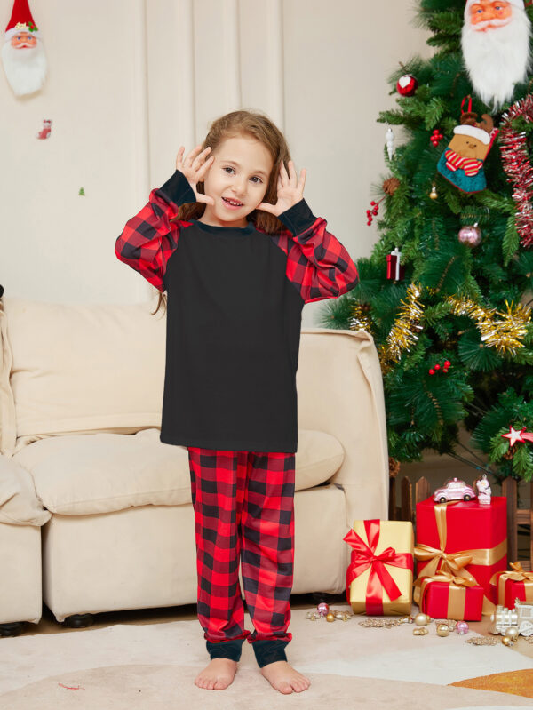 Zomaica Women's Fashion Christmas Solid Color Plaid Printed Pajamas Set - Image 6