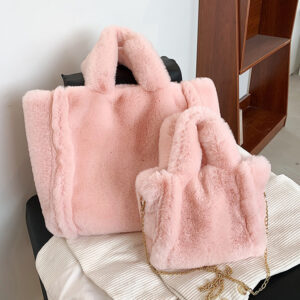 Zomaica Winter Bags Chain Plush Handbag Totes Women Shoulder Bag