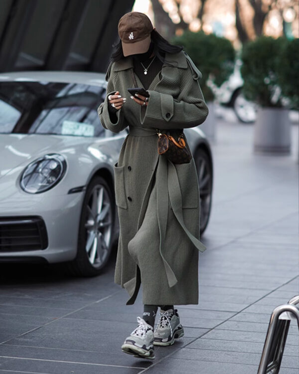 High-end Thickened Long Heavy-duty Windbreaker Sweater Jacket With Loose Design And Lazy Style Knitted Cardigan For Women In Autumn And Winter - Image 5