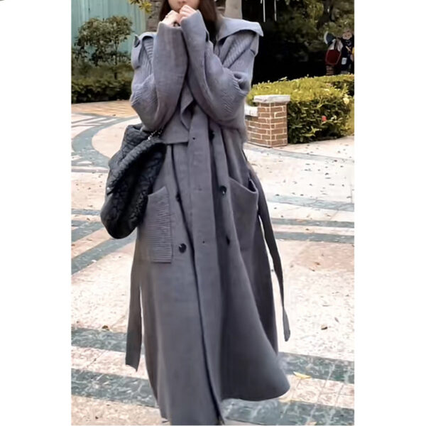 High-end Thickened Long Heavy-duty Windbreaker Sweater Jacket With Loose Design And Lazy Style Knitted Cardigan For Women In Autumn And Winter - Image 7