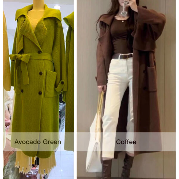 High-end Thickened Long Heavy-duty Windbreaker Sweater Jacket With Loose Design And Lazy Style Knitted Cardigan For Women In Autumn And Winter - Image 4