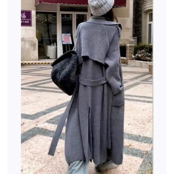 High-end Thickened Long Heavy-duty Windbreaker Sweater Jacket With Loose Design And Lazy Style Knitted Cardigan For Women In Autumn And Winter - Image 9